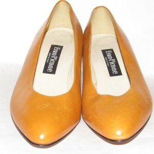 Vintage Evan Picone Mustard Yellow Leather Kitten Heel Pumps